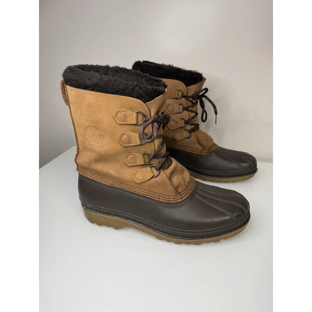 Mens Sorel Badger Snow Duck Boots Size 12 Insulated Lace Up